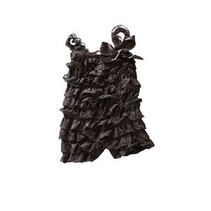 Think Pink Bows Baby Girl Ruffle‎ Lace Romper Black Special Occasion Outfit